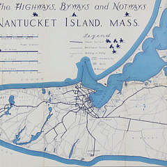 Framed Map The High-ways and Not-ways of Nantucket, copyright 1945