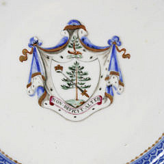 Pair of Armorial China Trade Dinner Plates, late 18th Century