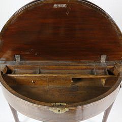 George II Triple-Top Demilune Inlaid Mahogany Games Table, 18th Century