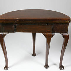 George II Triple-Top Demilune Inlaid Mahogany Games Table, 18th Century