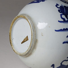 Chinese Blue and White “Hundred Antiques” Bottle Vase, Qing Dynasty, Kangxi Period