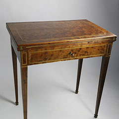 French Plum Pudding Mahogany Work Side Table, circa 1820