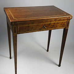 French Plum Pudding Mahogany Work Side Table, circa 1820