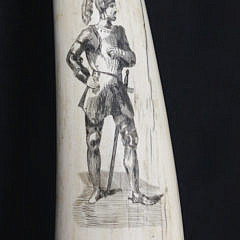 Pair of Antique Pictorial Scrimshaw Walrus Tusks, 2nd half of the 19th Century