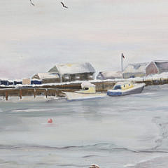 Oil on Canvas “Steamboat Wharf in Winter”