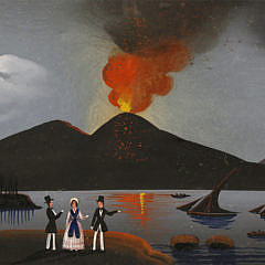 Pair of Italian Gouache Views of the 1861 Eruption of Mount Vesuvius