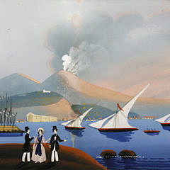 Pair of Italian Gouache Views of the 1861 Eruption of Mount Vesuvius