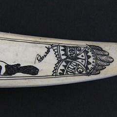 Judy Pelowook (Alaskan Eskimo) Scrimshaw Walrus Tusk Cribbage Board, circa 1970s