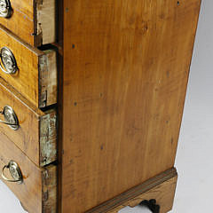 American Tiger Maple and Cherry Country Chippendale Chest of Drawers, circa 1800