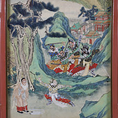 Fine Chinese Four-Fold Painted Screen, early 20th Century