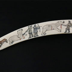 Fine Inuit Polychromed Walrus Tusk