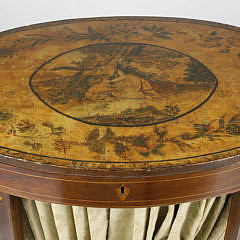George III Inlaid Mahogany Oval Sewing Table, circa 1800