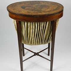 George III Inlaid Mahogany Oval Sewing Table, circa 1800