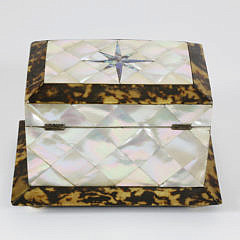 British Regency Mother of Pearl and Tortoiseshell Tea Caddy, circa 1820