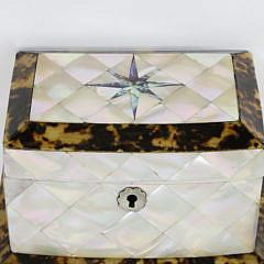 British Regency Mother of Pearl and Tortoiseshell Tea Caddy, circa 1820