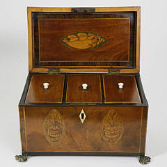 British Regency Triple Compartment Tea Caddy, circa 1820