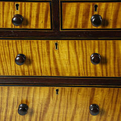 Miniature Mahogany and Tiger Maple Chest of Four Drawers, circa 1830