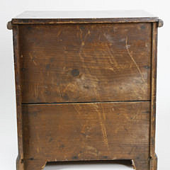 Miniature Mahogany and Tiger Maple Chest of Four Drawers, circa 1830