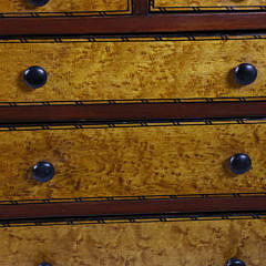 English Bird’s Eye Maple and Mahogany Miniature Chest of Drawers, circa 1830