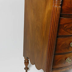 American Sheraton Bow Front Chest of Drawers, circa 1820