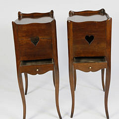 Pair of French Walnut One Drawer Stands, 19th century