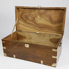 Brass Bound Camphorwood Campaign Trunk, 19th Century