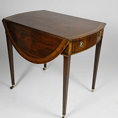 American Mahogany Bow Front Pembroke Table, circa 1800