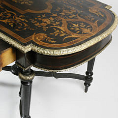 French Marquetry Parlor Table with Bronze Mounts, 19th Century