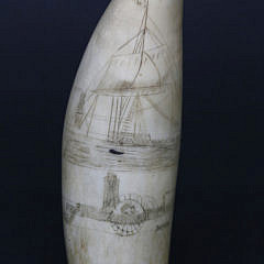 Antique American Scrimshaw Whale Tooth, circa 1860