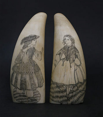 50-4898 Pair Scrimshaw Gaudy Girls Whale Teeth A_MG_0954 2