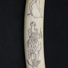 Antique Stippled Pictorial Walrus Tusk, circa 1870