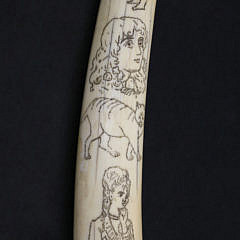 Antique Stippled Pictorial Walrus Tusk, circa 1870