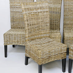 Set of Six Rattan Dining Chairs, Contemporary