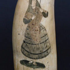 Large Scrimshaw Polychrome Sperm Whale Tooth Ship “Albion”, first half of the 19th Century