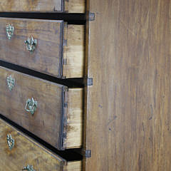 American Queen Anne Cherry and Birch Bonnet Top Highboy, 18th Century