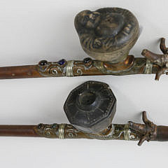 Two Antique Chinese Opium Pipes, 19th Century