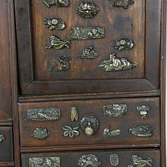 Japanese Tea Cabinet (Chatanzu) Mounted with Samurai Sword Fittings (Menuki), Meiji Period, circa 1880