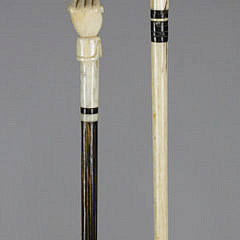 Two Antique Whale Ivory Clenched Fist Pointers, circa 1860