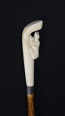 69-4962 Walrus Ivory Polar Bear Walking Stick A_MG_0902