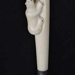 Inuit Carved Walrus Ivory Walking Stick, circa 1900