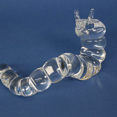 Signed Steuben Clear Crystal Caterpillar Designed by Peter Yenawine