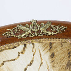 Pair of Empire Ormolu-Mounted Mahogany Fauteuils, 19th Century