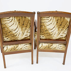 Pair of Empire Ormolu-Mounted Mahogany Fauteuils, 19th Century