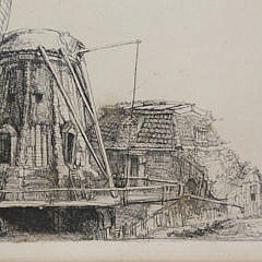 After Rembrandt Harmenszoon Van Rijn Etching on Paper, “The Windmill”