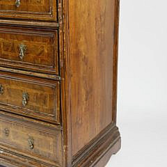 Late Continental Baroque Inlaid Walnut Chest of Drawers, circa 1700