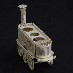 French Prisoner of War Carved Bone Railroad Caddy, circa 1800