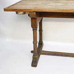 English Decorated Pinewood Ship’s Mess Table, 19th Century