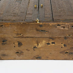 French Prisoner of War Bone Ship Model in Straw Marquetry Case, 18th Century