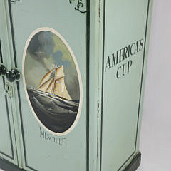 Nautical Paint Decorated Mahogany Linen Cupboard, Circa 1900