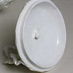 Contemporary Ceramic Cabbage Covered Bowl and Underplate